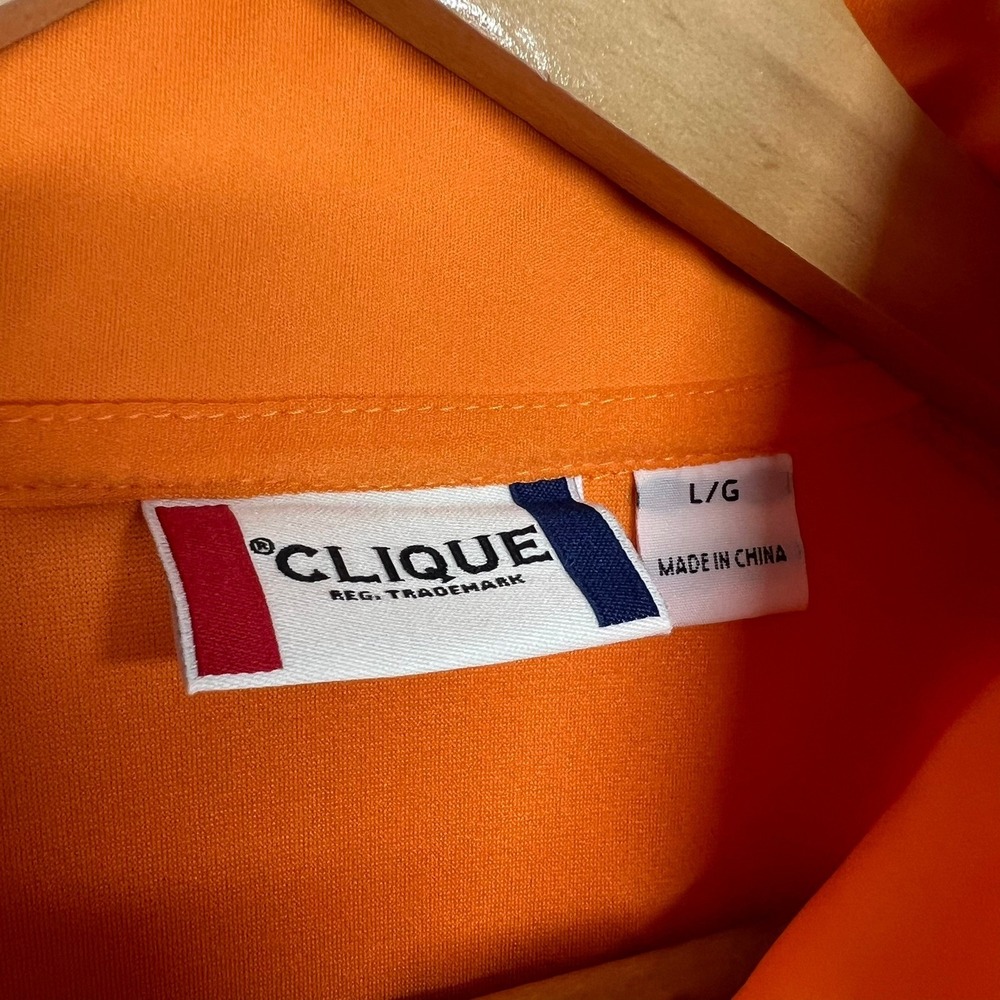 Clique Softshell Jacket Mens Large Orange Full Zip Reflective Piping NWT - Picture 3 of 8